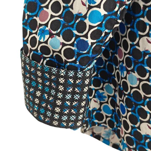 Robert Graham Button Front Shirt XL Circle Floral Print Contrast Flip Cuffs - Picture 3 of 12